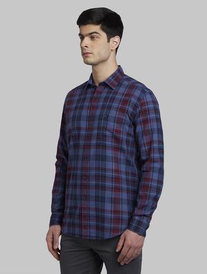 navy blue checkered casual shirt - 17670201 - Standard Image - 2