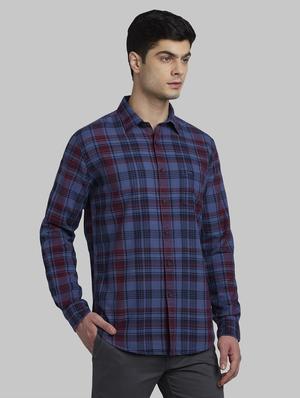 navy blue checkered casual shirt - 17670201 - Standard Image - 3