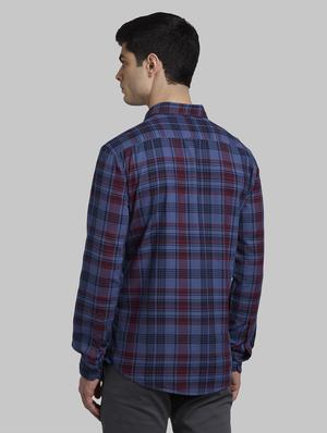 navy blue checkered casual shirt - 17670201 - Standard Image - 4