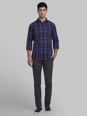 navy blue checkered casual shirt - 17670201 - Standard Image - 5