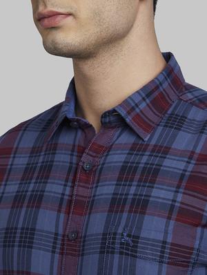 navy blue checkered casual shirt - 17670201 - Standard Image - 6