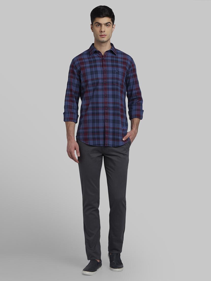 navy blue checkered casual shirt - 17670201 - Zoom Image - 5