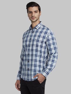 blue checkered casual shirt - 17670204 - Standard Image - 3