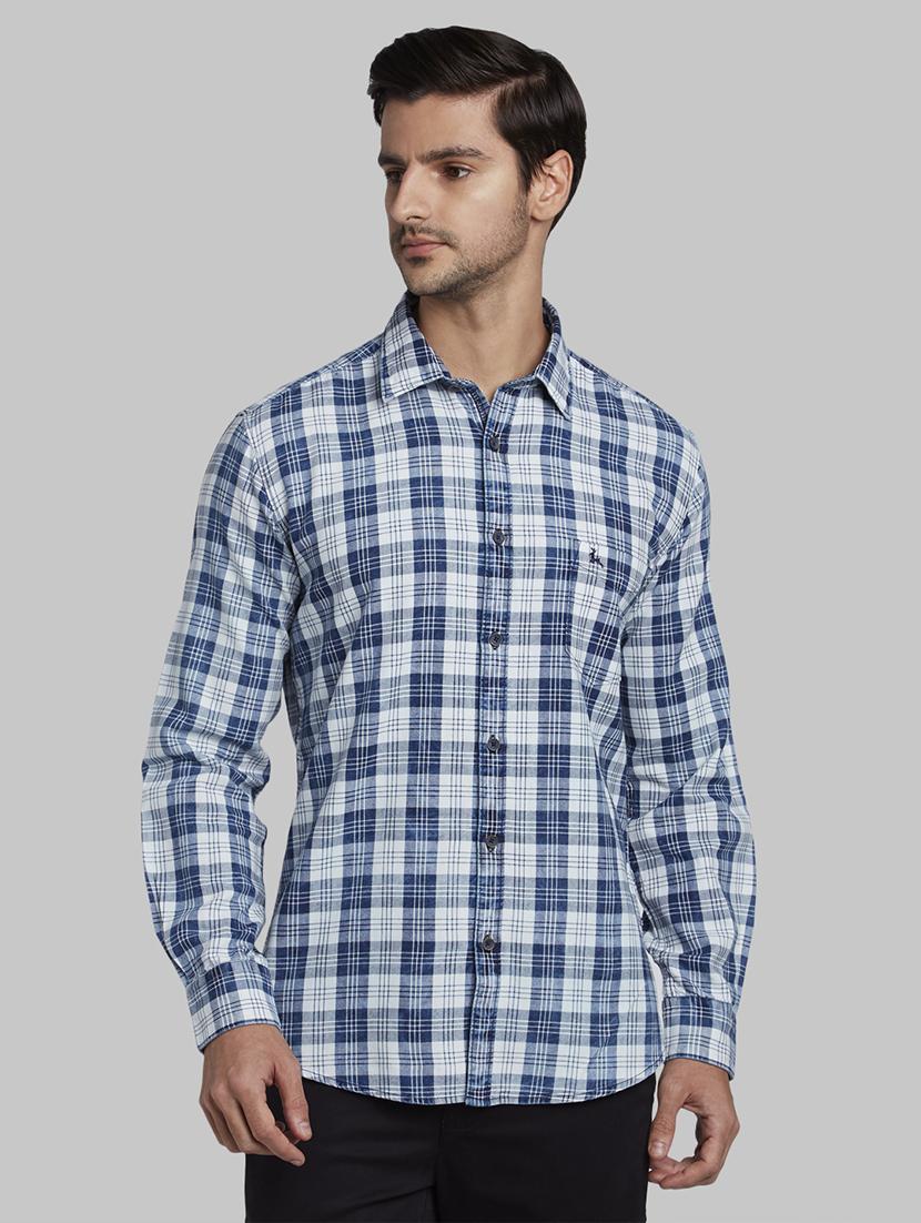 blue checkered casual shirt - 17670204 - Zoom Image - 1