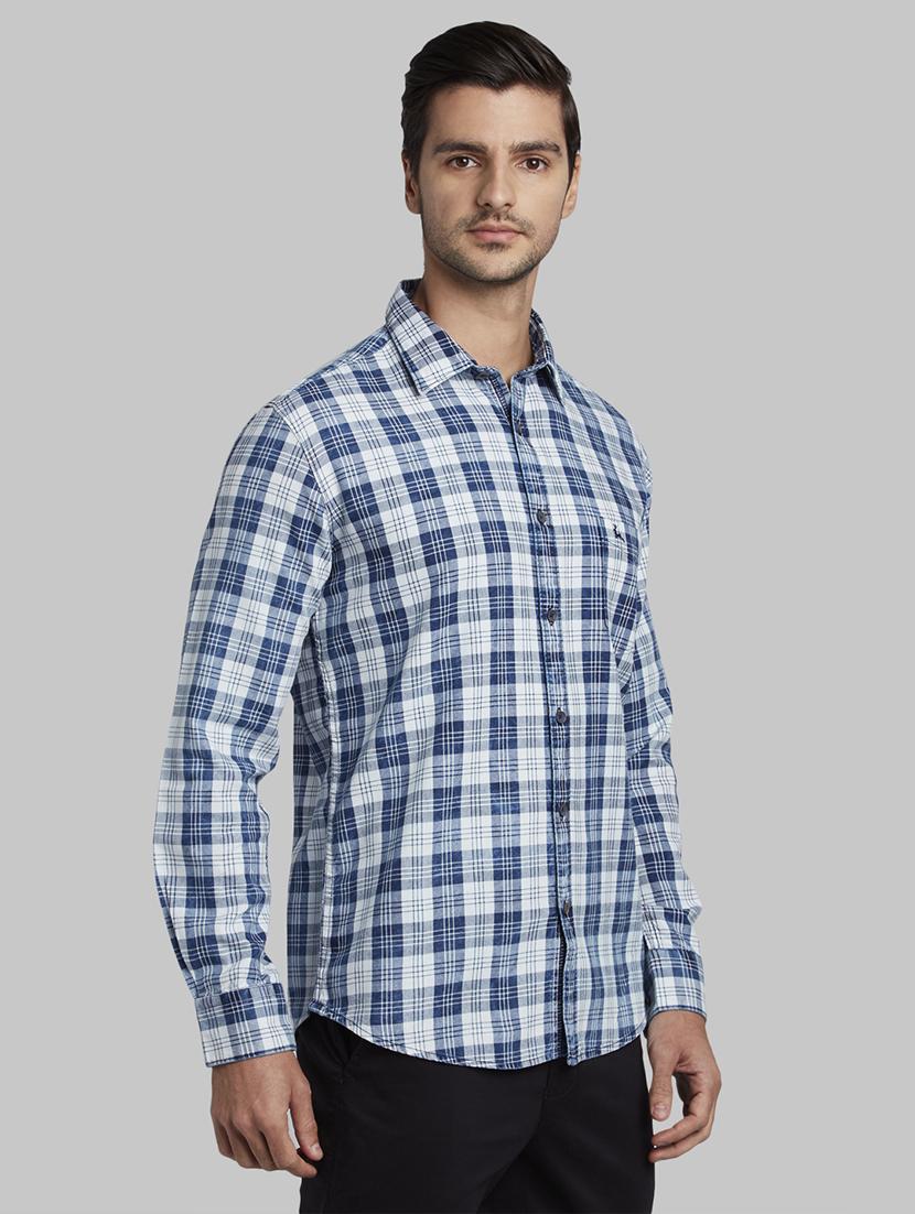 blue checkered casual shirt - 17670204 - Zoom Image - 2