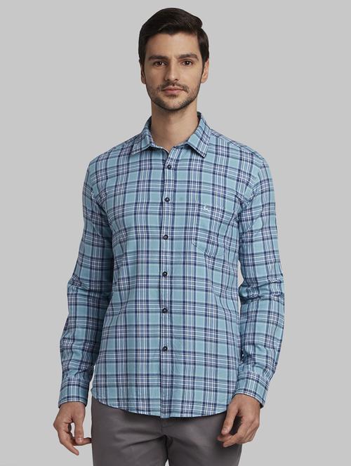 blue checkered casual shirt - 17670208 - Standard Image - 1