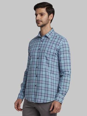 blue checkered casual shirt - 17670208 - Standard Image - 2