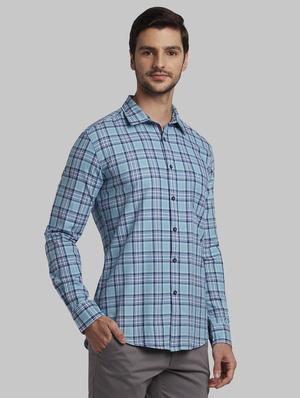 blue checkered casual shirt - 17670208 - Standard Image - 3