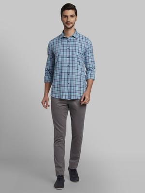 blue checkered casual shirt - 17670208 - Standard Image - 5