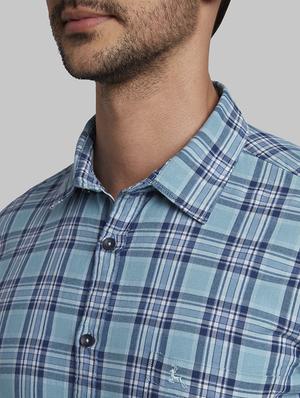 blue checkered casual shirt - 17670208 - Standard Image - 6