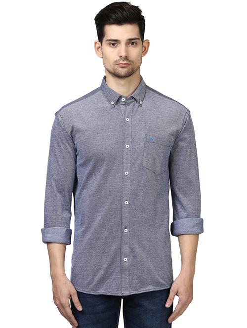 blue solid casual shirt - 17670210 - Standard Image - 1