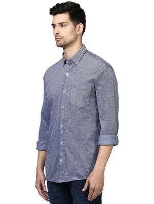 blue solid casual shirt - 17670210 - Standard Image - 2