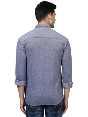 blue solid casual shirt - 17670210 - Standard Image - 3
