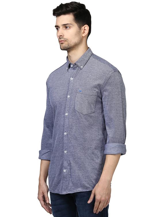 blue solid casual shirt - 17670210 - Zoom Image - 2