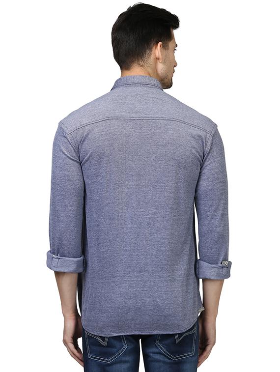 blue solid casual shirt - 17670210 - Zoom Image - 3