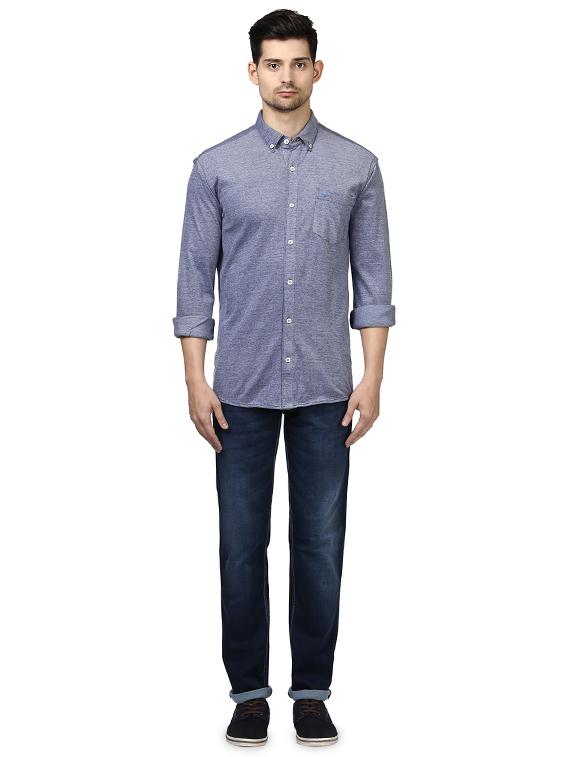 blue solid casual shirt - 17670210 - Zoom Image - 4