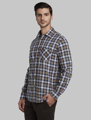 brown checkered casual shirt - 17670216 - Standard Image - 3