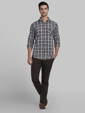 brown checkered casual shirt - 17670216 - Standard Image - 5