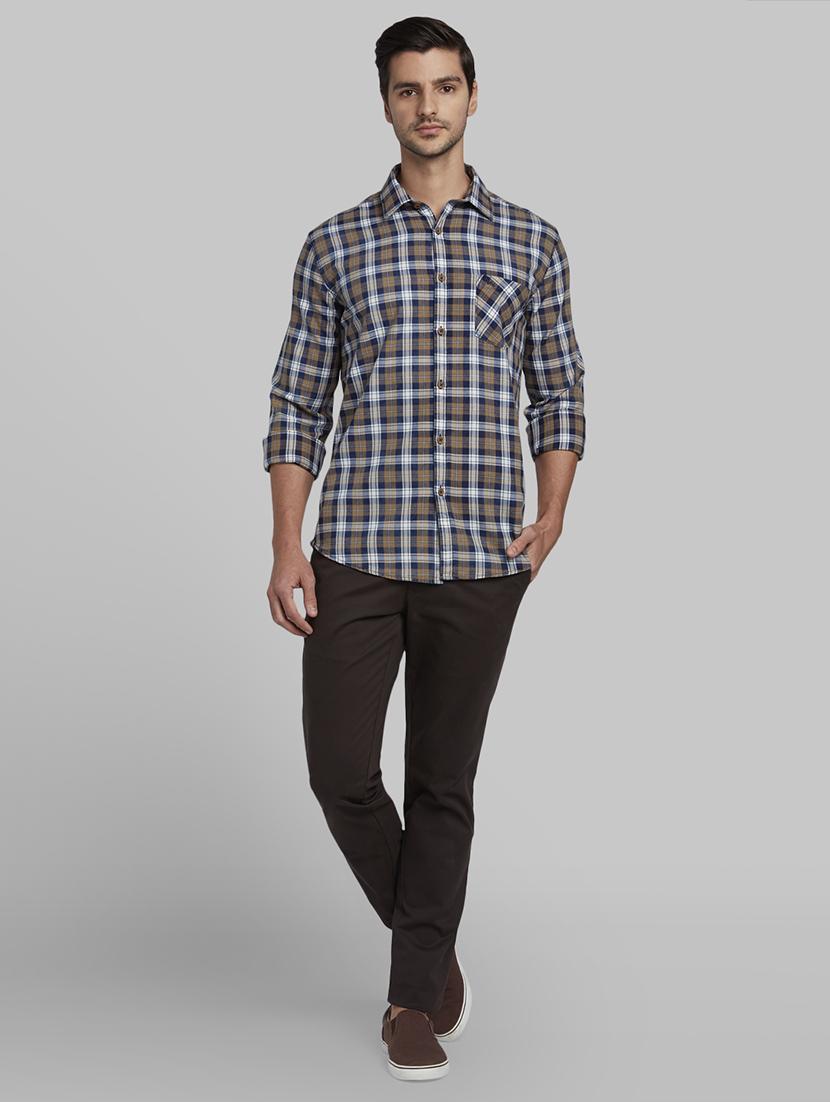 brown checkered casual shirt - 17670216 - Zoom Image - 5