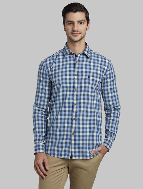 blue checkered casual shirt - 17670221 - Standard Image - 1
