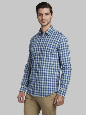 blue checkered casual shirt - 17670221 - Standard Image - 2