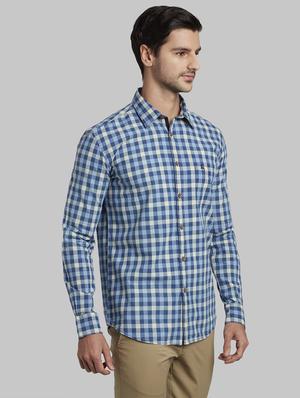 blue checkered casual shirt - 17670221 - Standard Image - 3