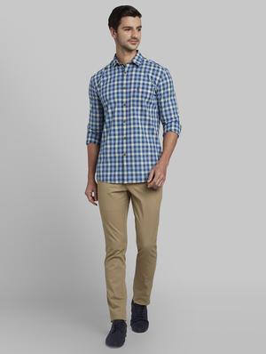 blue checkered casual shirt - 17670221 - Standard Image - 5