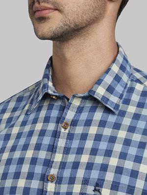 blue checkered casual shirt - 17670221 - Standard Image - 6