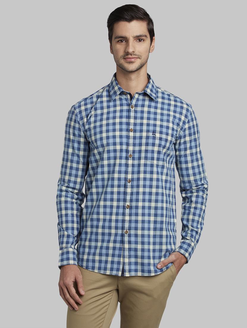 blue checkered casual shirt - 17670221 - Zoom Image - 1