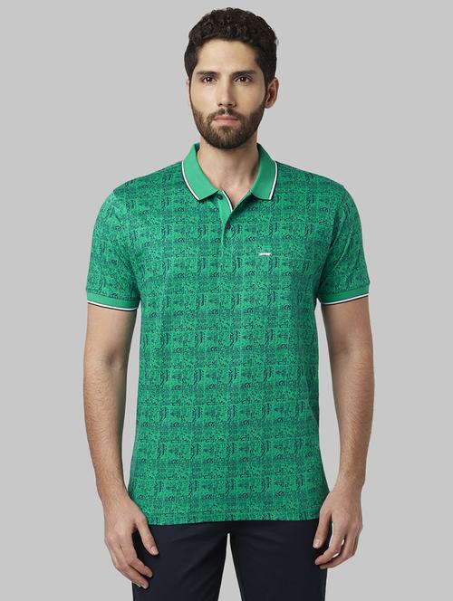 green printed polo t-shirt - 17670229 - Standard Image - 1