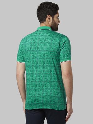 green printed polo t-shirt - 17670229 - Standard Image - 3