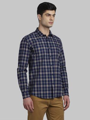 navy blue checkered casual shirt - 17670231 - Standard Image - 3