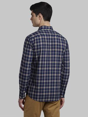 navy blue checkered casual shirt - 17670231 - Standard Image - 4
