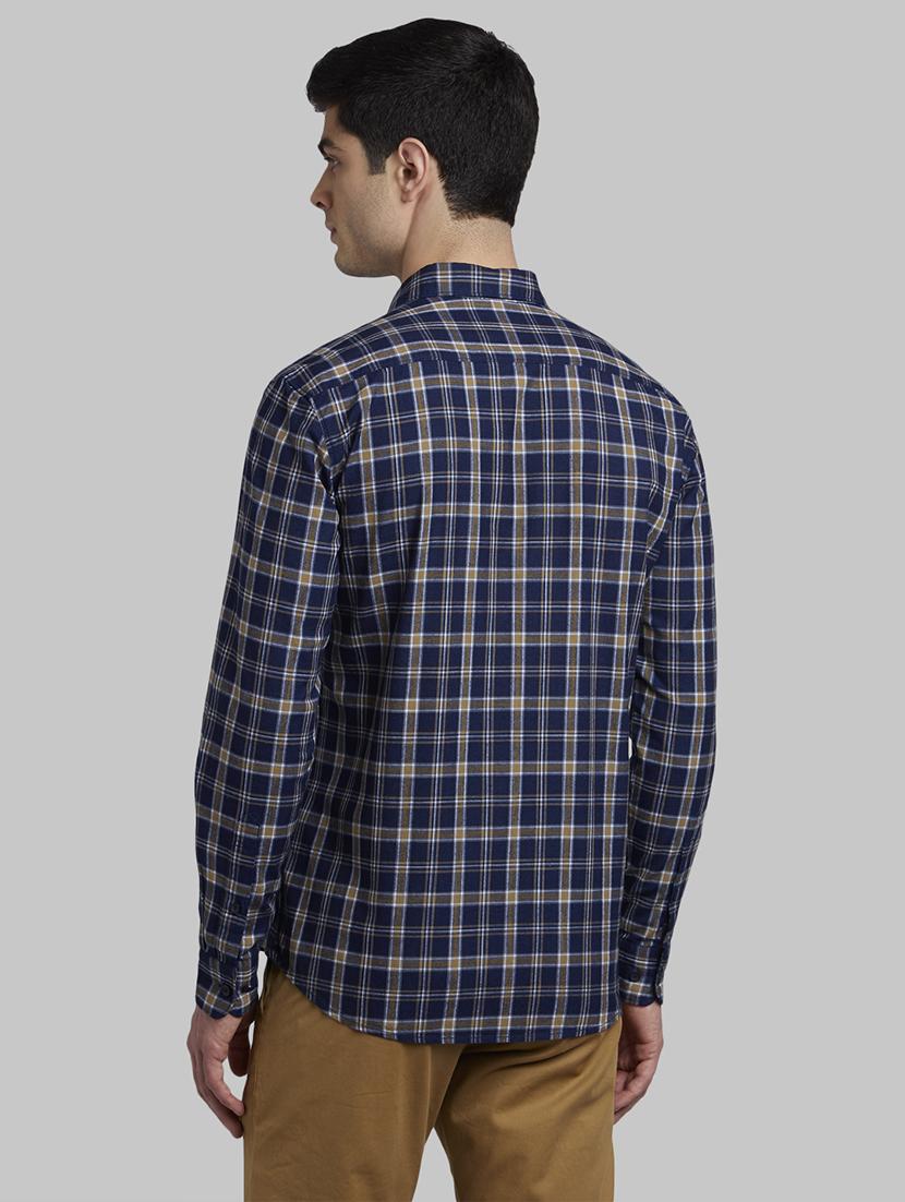 navy blue checkered casual shirt - 17670231 - Zoom Image - 4