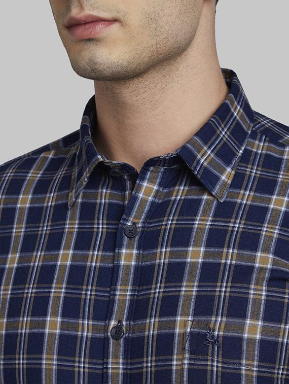 navy blue checkered casual shirt - 17670231 - Zoom Image - 6