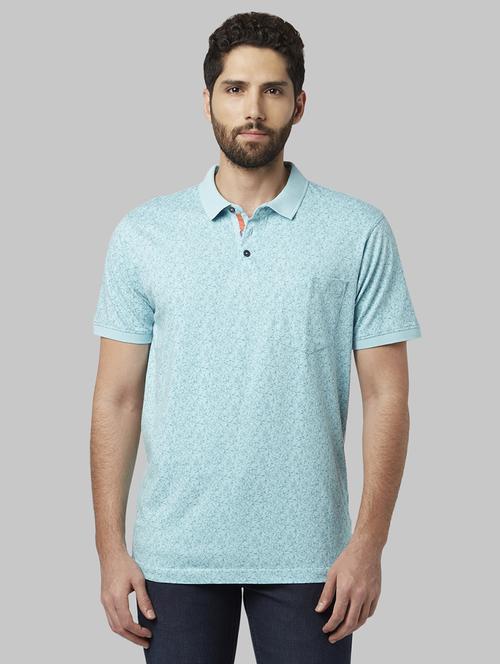 blue printed polo t-shirt - 17670232 - Standard Image - 1