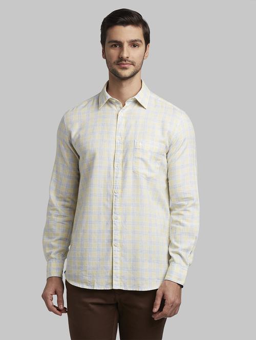yellow checkered casual shirt - 17670244 - Standard Image - 1