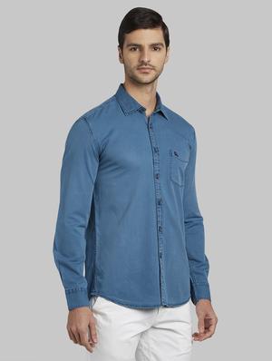 blue solid casual shirt - 17670260 - Standard Image - 2