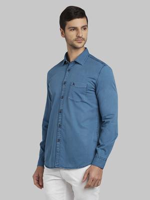 blue solid casual shirt - 17670260 - Standard Image - 3