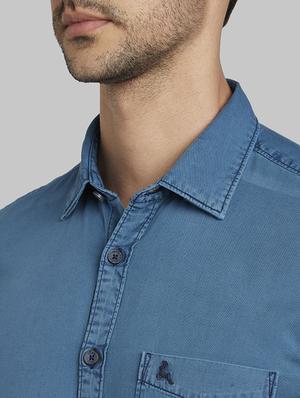 blue solid casual shirt - 17670260 - Standard Image - 6