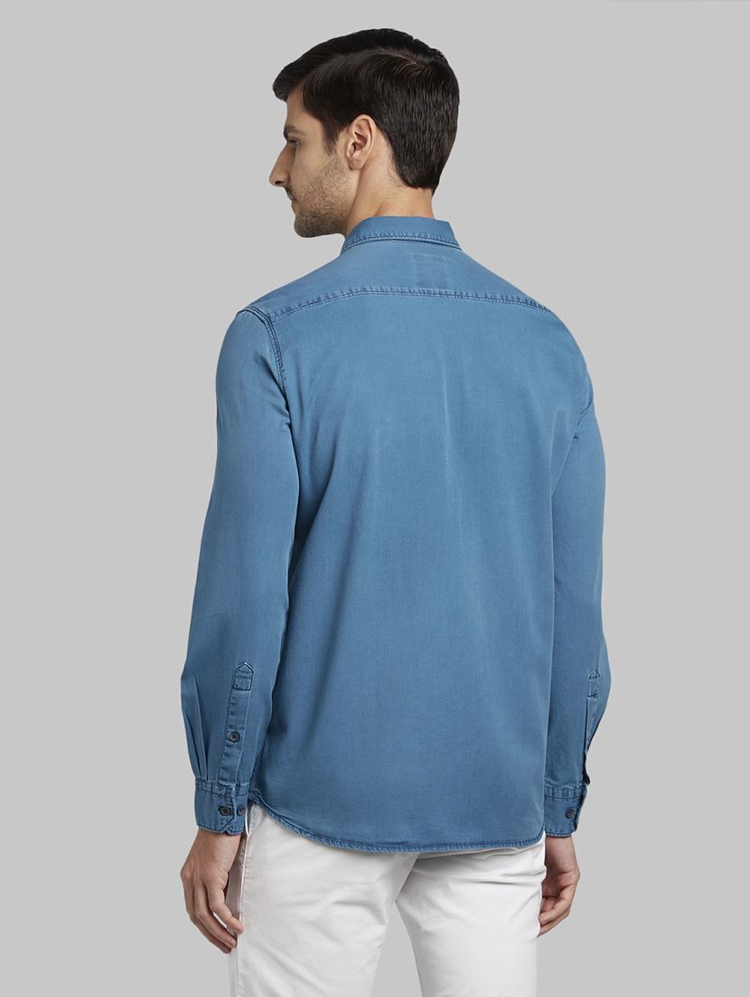 blue solid casual shirt - 17670260 - Zoom Image - 4