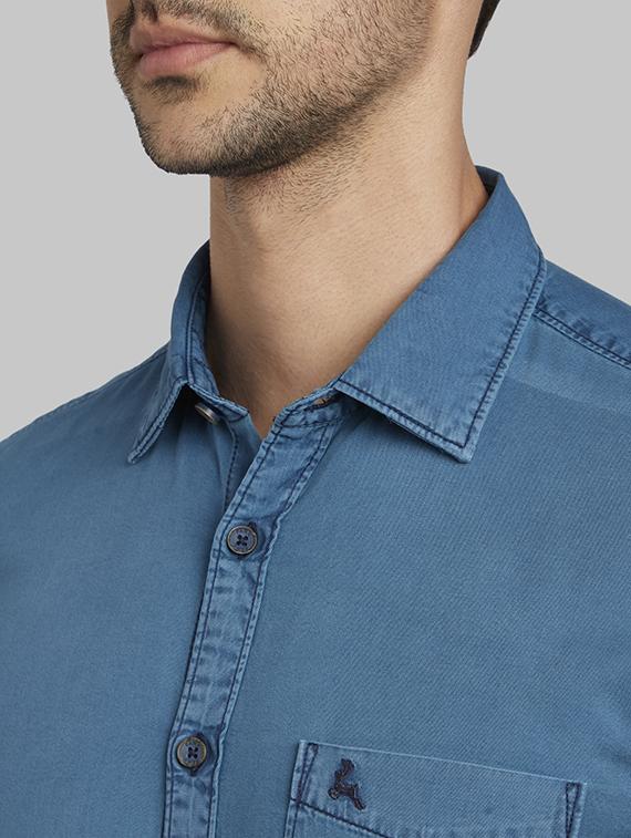 blue solid casual shirt - 17670260 - Zoom Image - 6