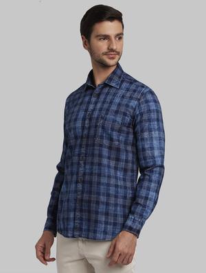 blue checkered casual shirt - 17670262 - Standard Image - 3