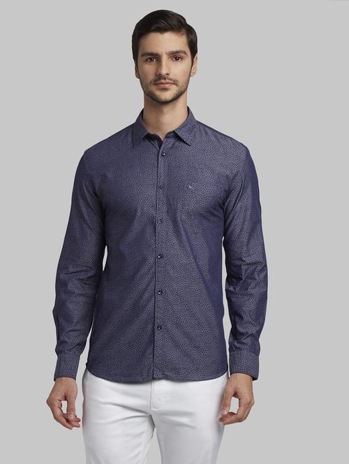 blue printed casual shirt - 17670268 - Standard Image - 1