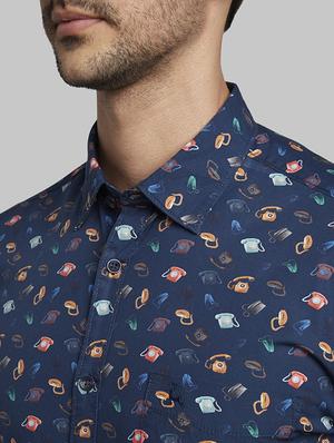 blue printed casual shirt - 17670274 - Standard Image - 6