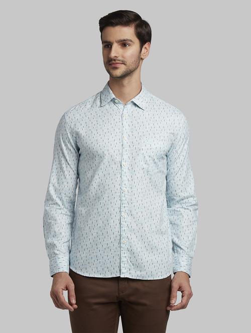blue printed casual shirt - 17670288 - Standard Image - 1