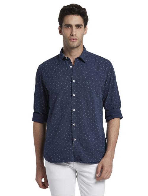 blue printed casual shirt - 17670300 - Standard Image - 1