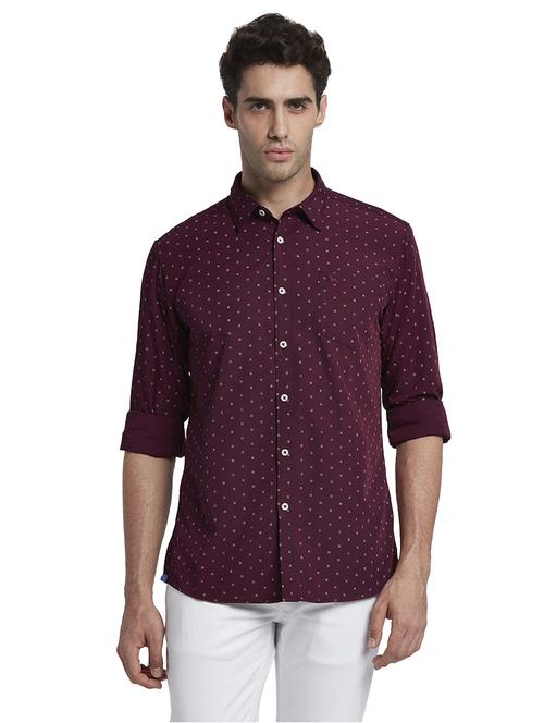 burgundy printed casual shirt - 17670308 - Standard Image - 1