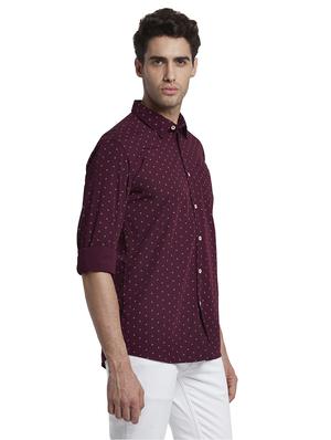 burgundy printed casual shirt - 17670308 - Standard Image - 2