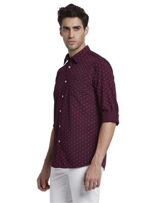 burgundy printed casual shirt - 17670308 - Standard Image - 3